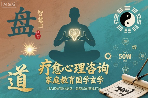 疗愈心理咨询，家庭教育国学玄学，月入50个商业复盘，最底层的商业打法-第一资源库