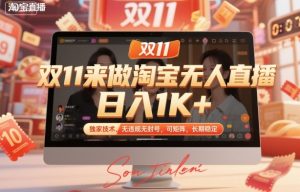 双11来做淘宝无人直播,日入1K+,独家技术,无违规无封号,可矩阵,长期稳定【揭秘】-第一资源库