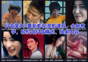 抖音某大V最新影视混剪课程,全新教学,轻松进抖音精选、独家内容-第一资源库