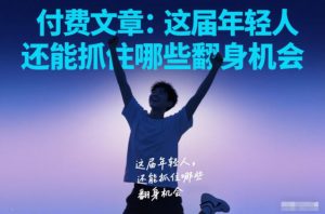 付费文章:这届年轻人,还能抓住哪些翻身机会-第一资源库