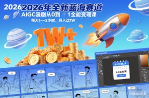 2026年全新蓝海赛道AIGC漫剧从0到1全能变现课,每天1—2小时,月入过1W-第一资源库