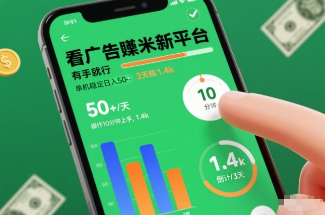 看广告賺米新平台,有手就行,单机稳定日入50+,操作10分钟上手,3天搞了1.4k【揭秘】-第一资源库