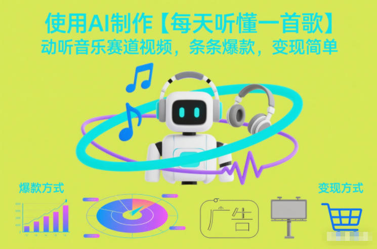 使用AI制作【每天听懂一首歌】动听音乐赛道视频，条条爆款，变现简单-第一资源库