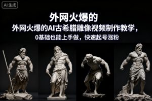 外网火爆的AI古希腊雕像视频制作教学，0基础也能上手做，快速起号涨粉-第一资源库