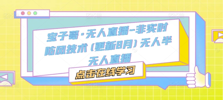 宝子哥·无人直播-非实时防风技术(更新25年12月)无人半无人直播-第一资源库