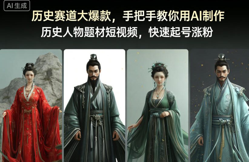 历史赛道大爆款，手把手教你用AI制作历史人物题材短视频，快速起号涨粉-第一资源库