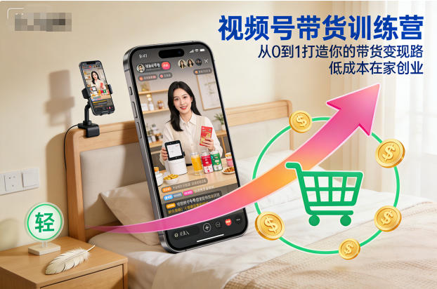 视频号带货训练营,从0到1打造你的带货变现路,低成本在家创业-第一资源库