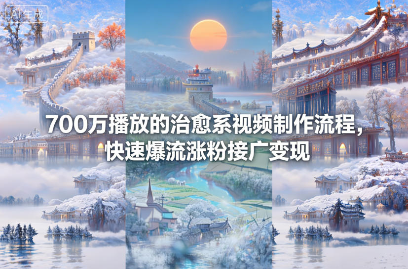 700万播放的治愈系视频制作流程，快速爆流涨粉接广变现-第一资源库