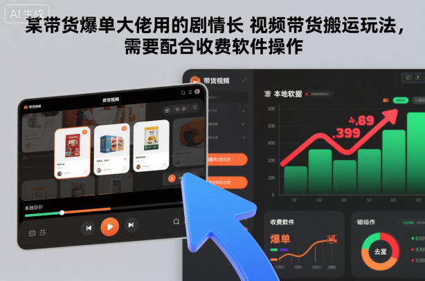 某带货爆单大佬用的剧情长视频带货搬运玩法，需要配合收费软件操作-第一资源库