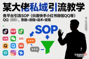 某大佬私域引流教学，各平台引流SOP（抖音快手小红书微信QQ等），思路+流程+话术+变现-第一资源库