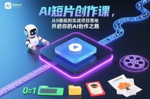 AI短片创作课,从0基础到实战项目落地,开启你的AI创作之路-第一资源库