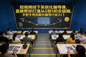 短视频线下系统化编导课，直接帮你打通从0到1的全链路，手把手带你敲开编导行业大门-第一资源库