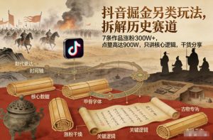 抖音掘金另类玩法，拆解历史赛道，7条作品涨粉300W+，点赞量高达900W，只讲核心逻辑，干货分享-第一资源库
