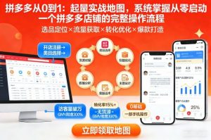 拼多多从0到1：起量实战地图，系统掌握从零启动一个拼多多店铺的完整操作流程-第一资源库