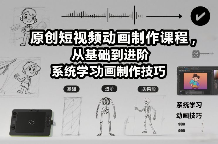 原创短视频动画制作课程,从基础到进阶,系统学习动画制作技巧-第一资源库