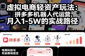 虚拟电商轻资产玩法：拼多多机器人代运营，月入1-5W的实战路径【揭秘】-第一资源库
