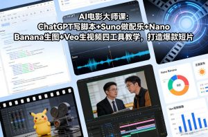 AI电影大师课:ChatGPT写脚本+Suno做配乐+Nano Banana生图+Veo生视频,打造爆款短片-第一资源库