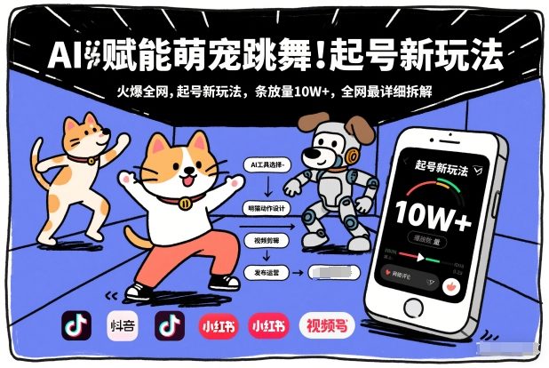 AI赋能萌宠跳舞，火爆全网，起号新玩法，条条播放量10W+，全网最详细拆解-第一资源库