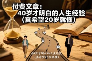 付费文章：40岁才明白的人生经验（真希望20岁就懂）-第一资源库