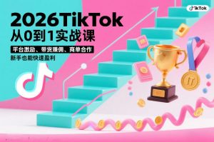2026TikTok从0到1实战课，平台激励、带货賺佣、商单合作，新手也能快速盈利（3天直播课）-第一资源库