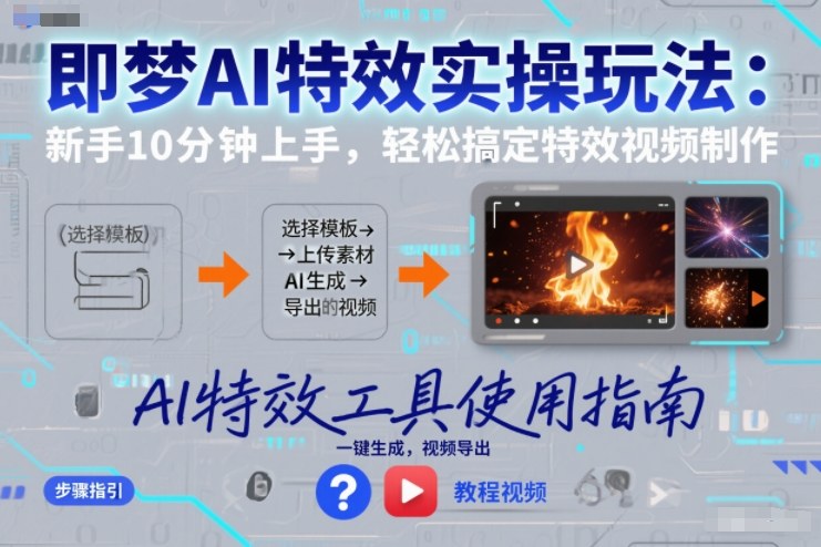 即梦AI特效实操玩法:新手10分钟上手,轻松搞定特效视频制作-第一资源库