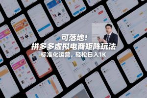 可落地！拼多多虚拟电商矩阵玩法，标准化运营，轻松日入1K+【揭秘】-第一资源库