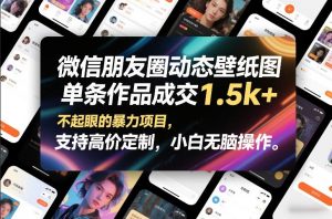 微信朋友圈动态壁纸图,单条作品成交1.5k+,不起眼的暴力项目,支持高价定制,小白无脑操作-第一资源库