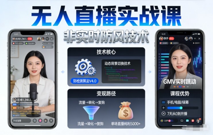 宝子哥无人直播实战课，非实时防风技术，聚焦抖音快手等平台直播带货，轻松开启直播变现之路（更新2026）-第一资源库