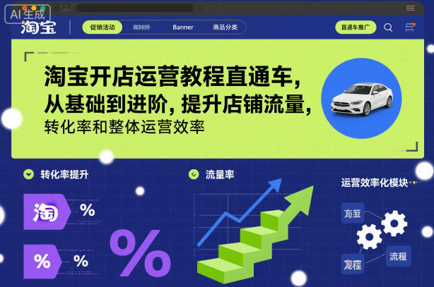 淘宝开店运营教程直通车,从基础到进阶,提升店铺流量,转化率和整体运营效率(更新26年1月)-第一资源库