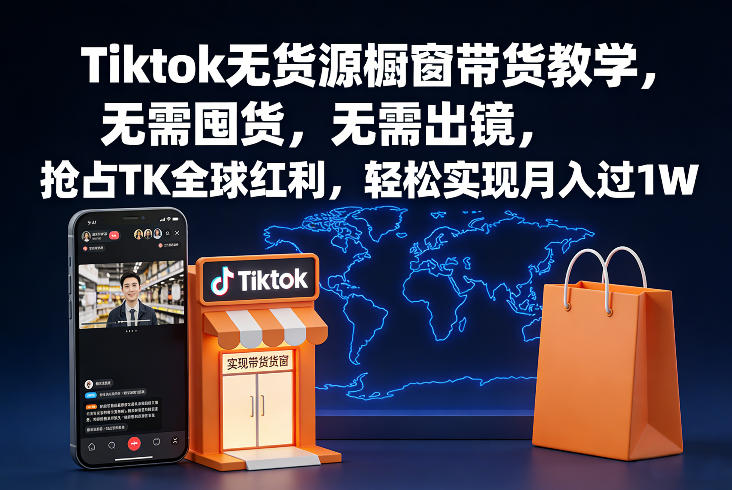 Tiktok无货源橱窗带货教学，无需囤货，无需出镜，抢占TK全球红利，轻松实现月入过1W-第一资源库