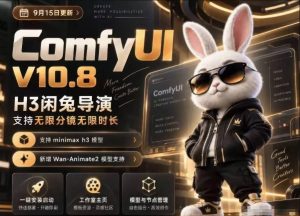 ComfyUI V10.8中文整合包,H3闲兔导演,支持无限分镜无限时长,1000+工作流,动作迁移,角色替换,视频一致性,口型同步,低显存可用-简知库