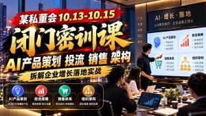 某私董会10.13-10.15闭门密训课,AI产品策划投流销售架构,拆解企业增长落地实战-简知库